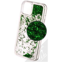 Pouzdro 1Mcz Liquid Hexagon Sparkle ochranné s přesýpacím efektem třpytek Apple iPhone 13 Pro zelené