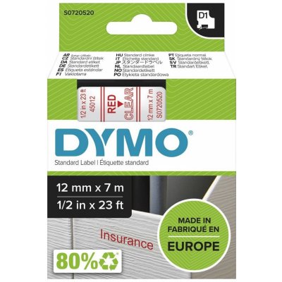 DYMO páska D1 12mm x 7m, červená na průhledné, 45012, S0720520 – Zboží Mobilmania