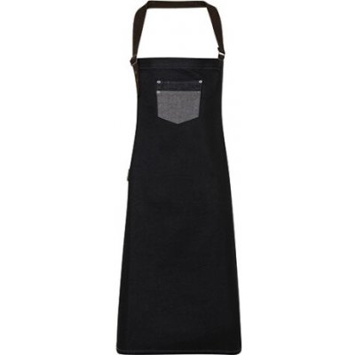 Premier Workwear Džínová zástěra s náprsenkou a umělou kůží PR136 Black Denim 72x86cm – Hledejceny.cz