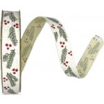 Stuha vánoční HOLLY CHARM WHITE bílá 15mm x 4m (7,-Kč/m) – Zboží Mobilmania