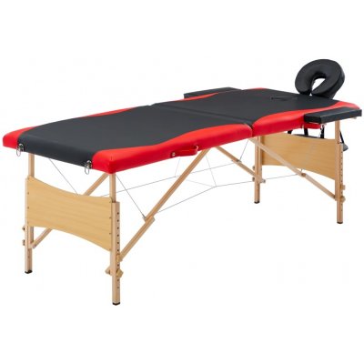 vidaXL Marketos Skládací masážní stůl 2 zóny dřevěný černý a červený