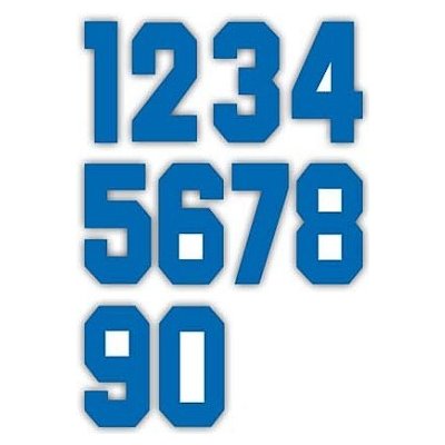 Nažehlovací čísla na dresy sada - modrá, výška 15 cm