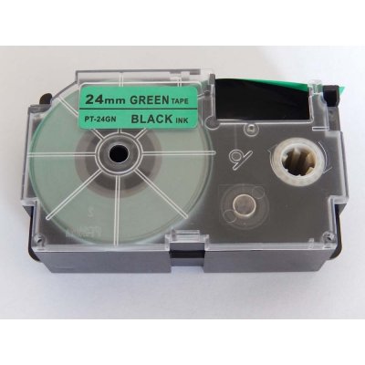 Kompatibilní páska s Casio XR-24GN1, 24mm x 8m, černý tisk / zelený podklad – Zboží Mobilmania