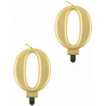 GoDan Narozeninová svíčka na dort 0 metalická zlatá 8 cm – Zboží Dáma