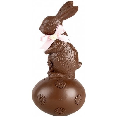 Dekorace čokoládový králík na vajíčku s mašlí 12*10*25 cm – Hledejceny.cz