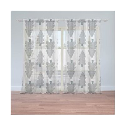 Sablio Záclony Šedé stromky: 2ks 150x250cm – Hledejceny.cz