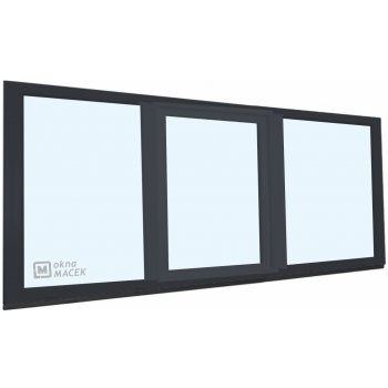KNIPPING Plastové okno - 70 AD, 2400x900 mm, FIX/OS/FIX, antracit Sklo: čiré, Barva, imitace: antracit/bílá (jednostranně)