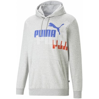 PUMA ESS+ LOGO POWER HOODIE FL 67419804 Šedá – Zboží Mobilmania