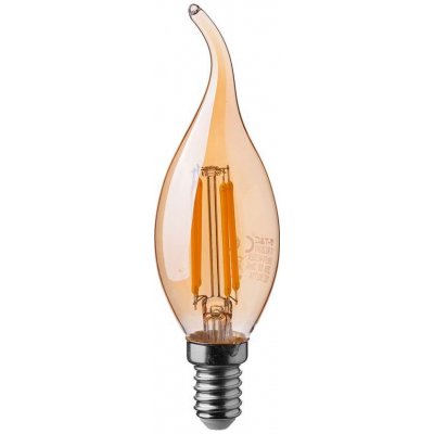 V-tac Retro LED Filament žárovka svíčka, E14, 4W, 350lm, jantarové sklo, 2200K – Hledejceny.cz