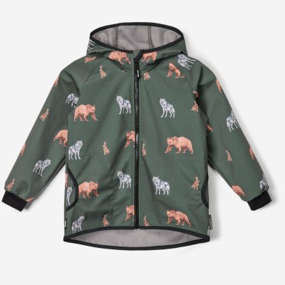 Unuo dětská softshellová bunda s fleecem Basic Lesní zvířata Khaki – Hledejceny.cz