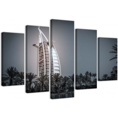 Obraz na plátně pětidílný Hotel Burj al-Arab v Dubaji - 100x70 cm – Hledejceny.cz