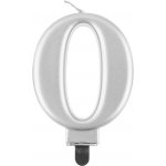 GoDan Narozeninová svíčka na dort 0 metalická stříbrná 8 cm – Hledejceny.cz