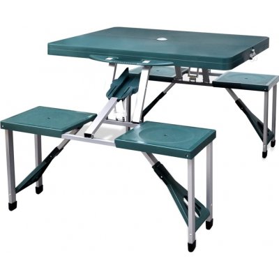 Shumee 41456 Skládací kempingový set stůl a 4 stoličky, hliník, extra lehký, zelený – Zboží Mobilmania