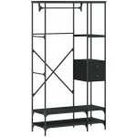 vidaXL Věšák na kabáty s policemi Černý dřevěný materiál – Zboží Mobilmania