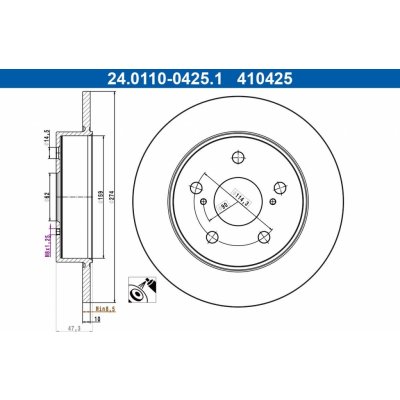 Brzdový kotouč ATE 24.0110-0425.1 | Zboží Auto