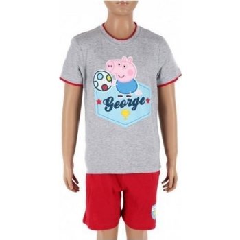 KOMPLET TRIČKO A KRAŤASY PEPPA PIG GEORGE 6609 šedo červený