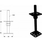 Domax šroubovací patka sloupku nastavitelná závitová PSR 80 M20 - 80 x 250 x M20 x 3 mm 4 ks – Zboží Mobilmania