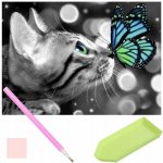 ISO Diamantové malování Kočka s motýlem 30 x 40 cm – Zboží Mobilmania