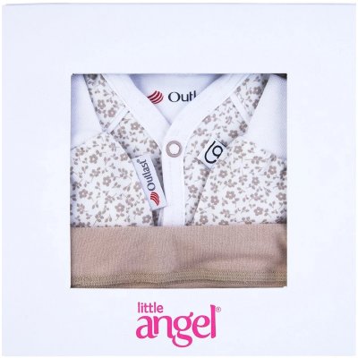 Little Angel Novorozenecká sada smyk Outlast bílá sv.hnědé květy latte – Zboží Dáma