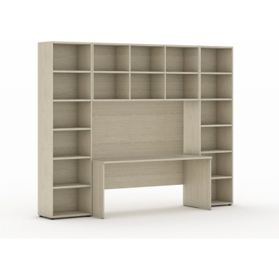 Sestavy knihoven Integro se stolem, vyšší, 2950x700/400x2300 mm, dub přírodní – Zboží Dáma