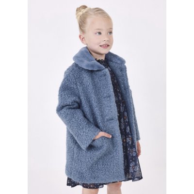 Mayoral kabát zimní s límečkem krulový středně modrý – Sleviste.cz