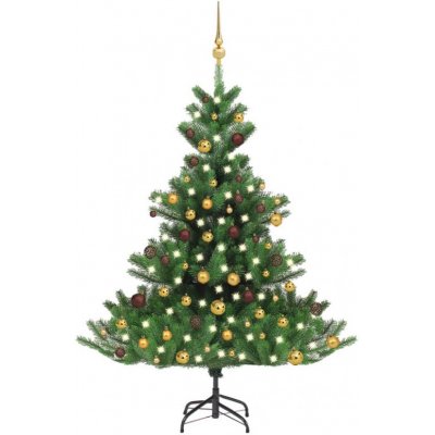 Nabytek XL Umělý vánoční stromek normandská jedle LED a koule zelený 120cm – Zboží Mobilmania
