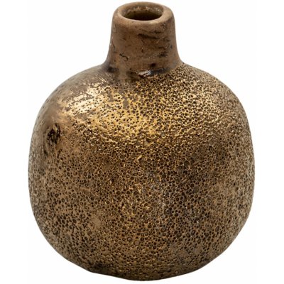 Hnědá keramická váza s bronzovou patinou Rain - Ø 9*9 cm - Clayre & Eef – Hledejceny.cz