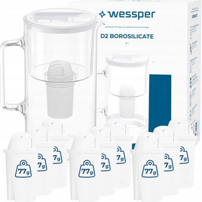 Wessper D2 Borosilicate 3 l bílá + filtry 10 ks – Zboží Mobilmania
