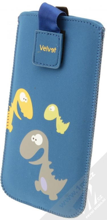 FIXED Velvet 4XL pouzdro pro mobilní telefon, mobil, smartphone (FIXVEL-053-4XL) modrá dinosaurus blue