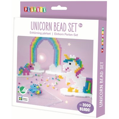 Playbox Zažehlovací korálky- UNICORN- 2000 ks korálků, 1 ks tvarované destičky – Zboží Dáma