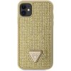 Pouzdro a kryt na mobilní telefon Pouzdro Guess, Rhinestones Triangle Metal Logo iPhone 11 zlaté