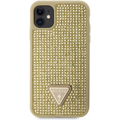 Pouzdro Guess, Rhinestones Triangle Metal Logo iPhone 11 zlaté – Zboží Mobilmania