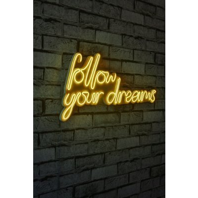 ASIR Nástěnná dekorace s LED osvětlením FOLLOW YOUR DREAMS žlutá – Zbozi.Blesk.cz