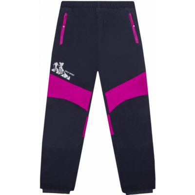 Wolf B2274 dívčí šusťákové kalhoty zateplené tmavě modrá růžová – Zboží Dáma