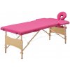 Masážní stůl a židle zahrada-XL Skládací masážní stůl 2 zóny dřevěný růžový