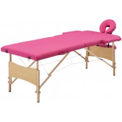 zahrada-XL Skládací masážní stůl 2 zóny dřevěný růžový