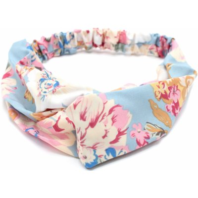 Květinová látková čelenka modrá – Zboží Dáma