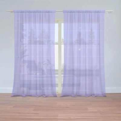 Sablio Záclony Čtvercový vzor fialové: 2ks 150x250cm – Hledejceny.cz