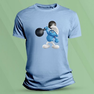 Sandratex Dětské tričko s potiskem Šmoula Silák Nebesky modrá – Sleviste.cz