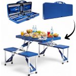 Garden Line Skládací přenosný turistický stůl s lavicemi OUTDOOR modrý – Zbozi.Blesk.cz