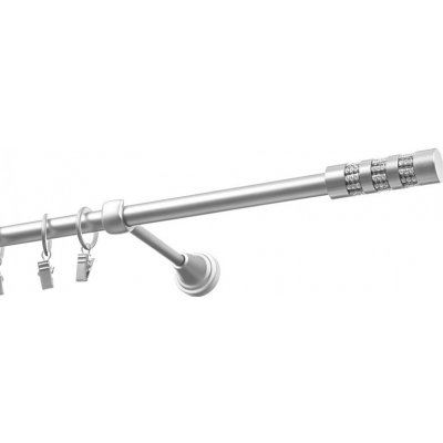 Garnyze-levne Kovová garnýže Cilinder krystal jednořadá satyna 16mm 220 cm – Sleviste.cz