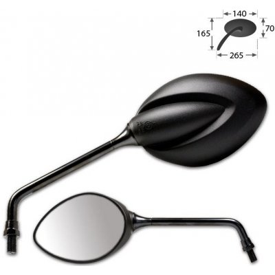 Zrcátka na motorku STRATO, plastová univerzální, černá matná zrcátka se závitem M10 - 1xL, 1xP | Zboží Auto