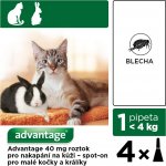 Advantage Spot-on pro malé kočky a králíky 40 mg 4 x 0,4 ml – Zboží Mobilmania