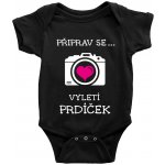 Dětské BODY připrav se... vyletí prdíček potisk Bílá Růžová bodýčko ČERNÉ – Hledejceny.cz