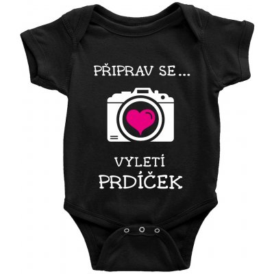 Dětské BODY připrav se... vyletí prdíček potisk Bílá Růžová bodýčko ČERNÉ – Hledejceny.cz