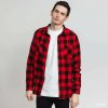 Pánská Košile Urban Classics checked flanell shirt black/red