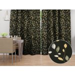 Biante Bavlněný závěs Sandra SA-722 Větvičky s lístky na tmavě zeleném 150x150 cm – Zboží Dáma