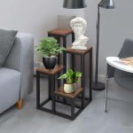 SPRINGOS Kovový stojan na květiny PETALIA 68 cm tmavě hnědý – Sleviste.cz