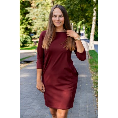 Jsem máma Oversize těhotenské a kojicí šaty bordó – Zboží Dáma