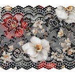 Takoy Elastická krajka 15 cm s potiskem narcis na černé – Zboží Mobilmania